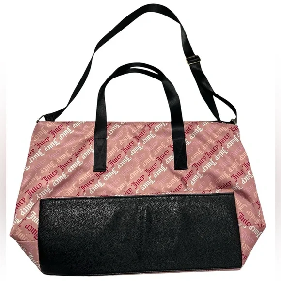 Juicy Couture Pink Monogram Travel Weekender Duffel with Black Straps - Picture 2 of 5